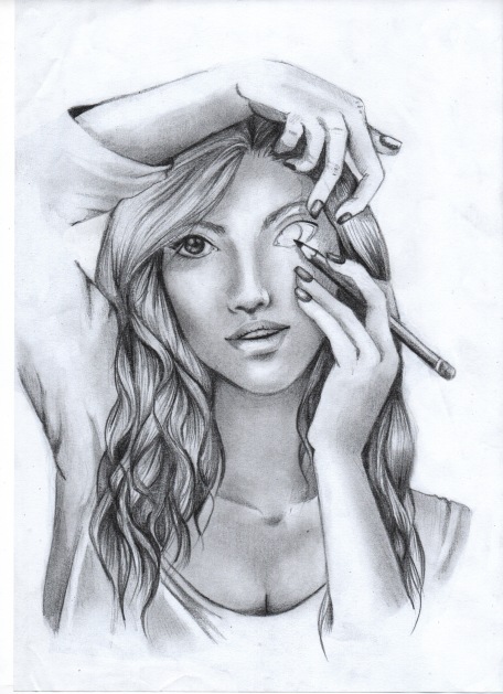 Girl drawing herself 2